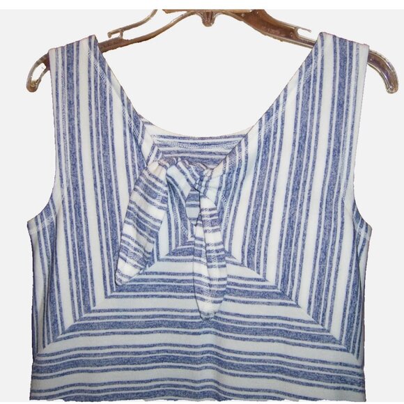 T by Talbots Striped Dress with Pockets Navy Blue White Size Petite M Medium MP - Picture 3 of 3